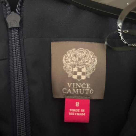 VINCE CAMUTO Womens Navy Ruffled Bell Sleeve Off Shoulder Full-Length Formal S8 - Picture 9 of 10